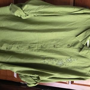 Sage flower linen shirt